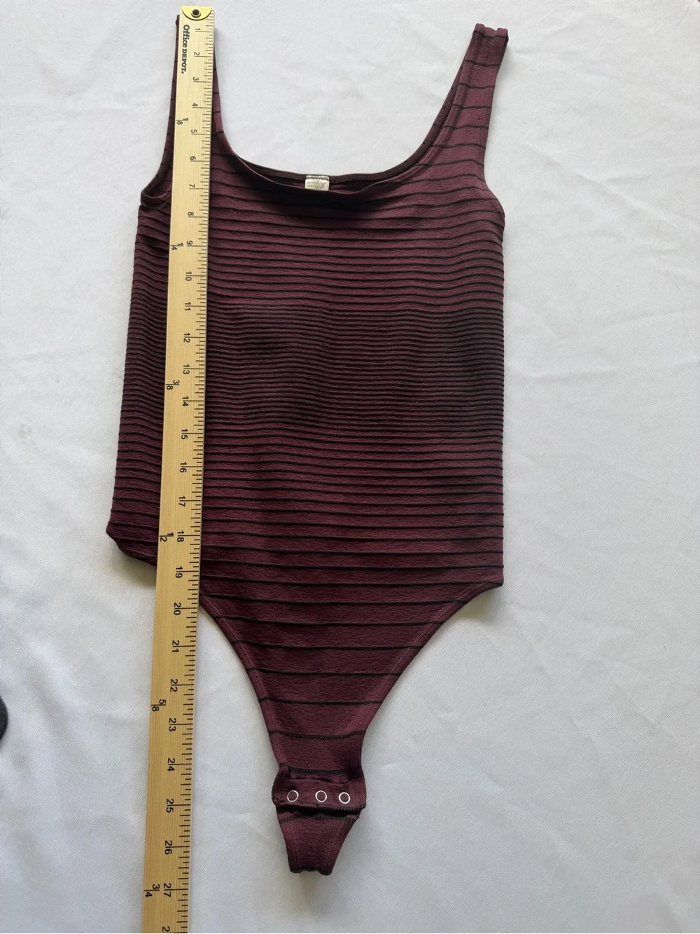 Victoria's Secret Y2K Burgundy and Black Striped One-Piece Thong Bodysuit. Sz M